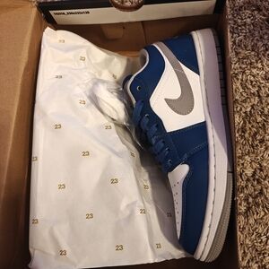 Nike Jordan 1 Low Blue and Gray Sneakers